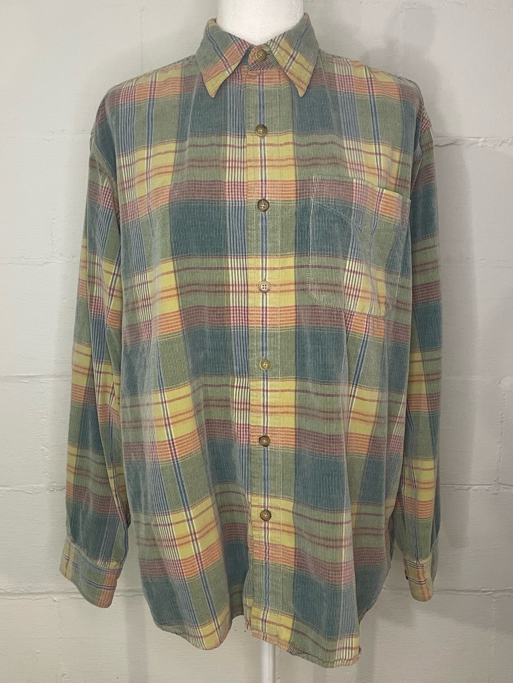The Territory Ahead Green and Yellow Plaid Corduroy Shirt